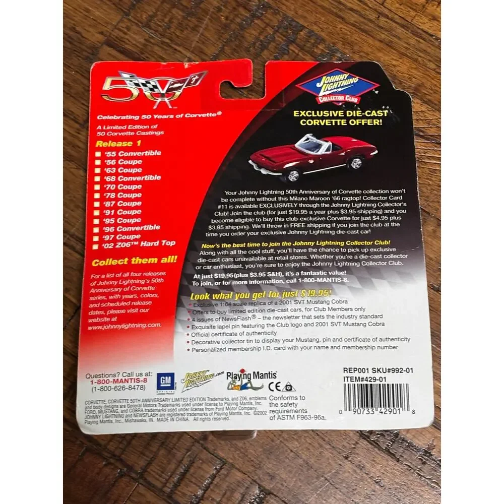 Johnny Lightning 50 Years Of Corvette Limited Gold 1963 63 Coupe Corvette 6/50